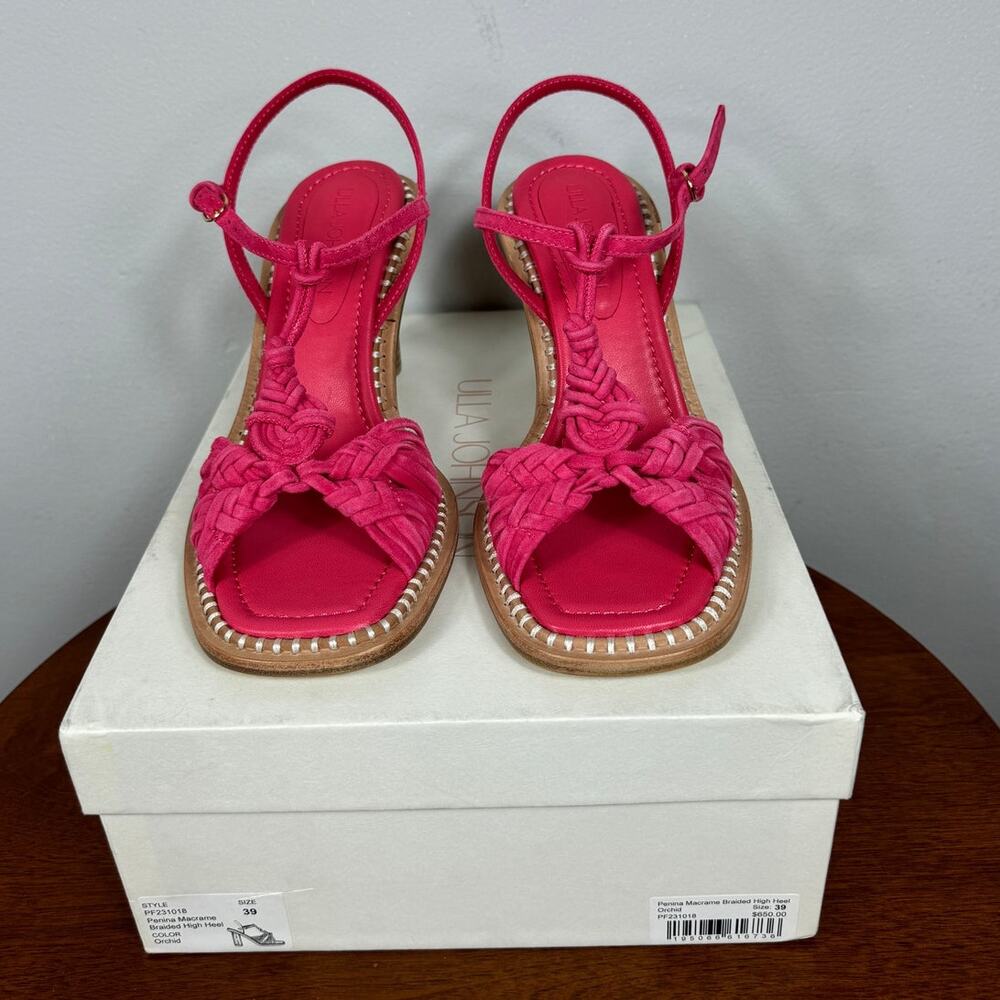 New Ulla Johnson Penina Suede Macrame Braided High Heel in Orchid Women's Size 9 - Picture 4 of 10